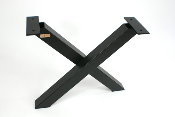 Pied en croix Nalunes en acier noir mat pour table basse, vue de dessus