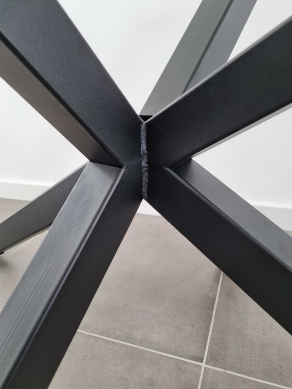 Pied Mikado spider en métal pour table à manger, thermolaqué en noir mat