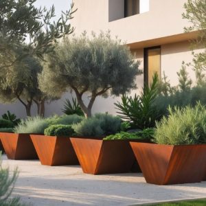 Jardinière en acier corten - sur mesure - Modèle 3