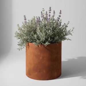 Jardinière ronde en acier corten - sur mesure