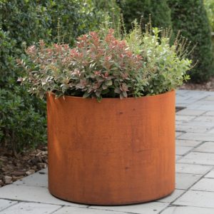 Jardinière ronde en acier corten - sur mesure