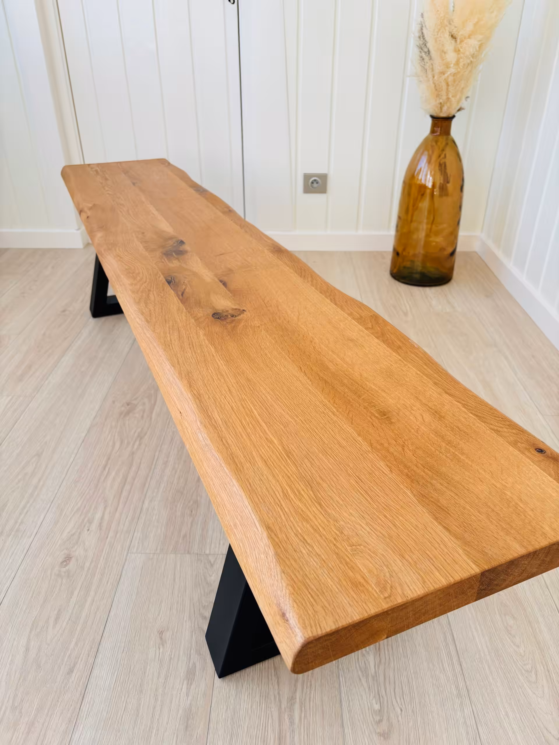 banc en chĂȘne sur mesure
