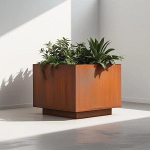 jardinière en acier corten – sur mesure – avec socle