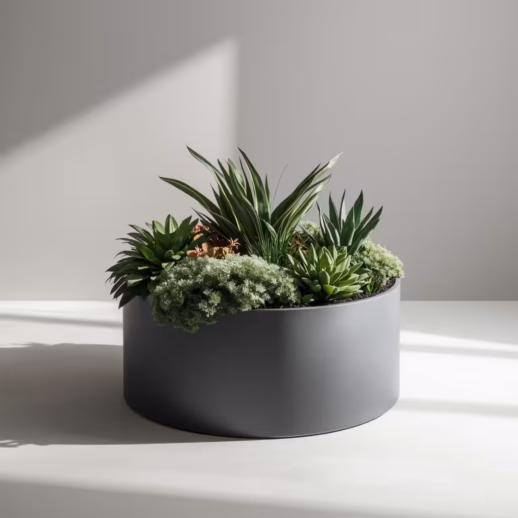 jardinière ronde en aluminium sur mesure