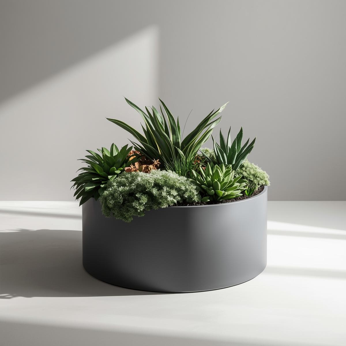jardinière ronde en aluminium sur mesure