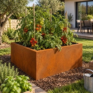 carré potager en acier corten – sur mesure