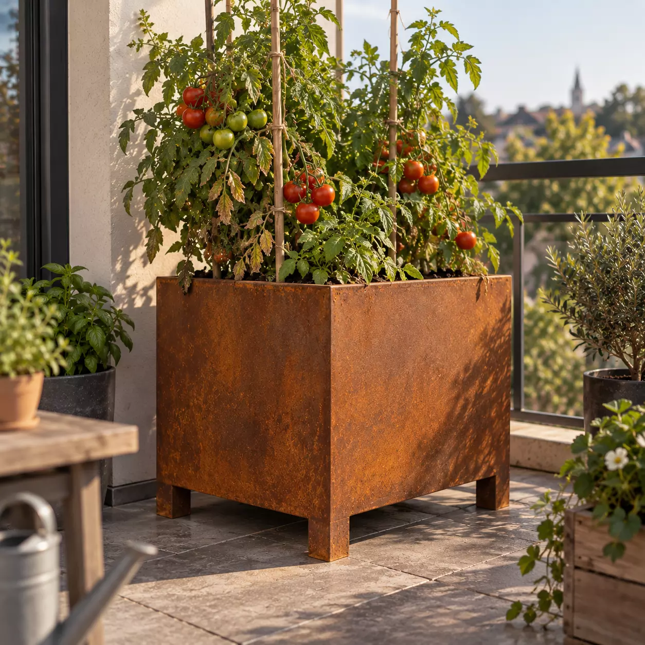 carré potager en acier corten – sur mesure