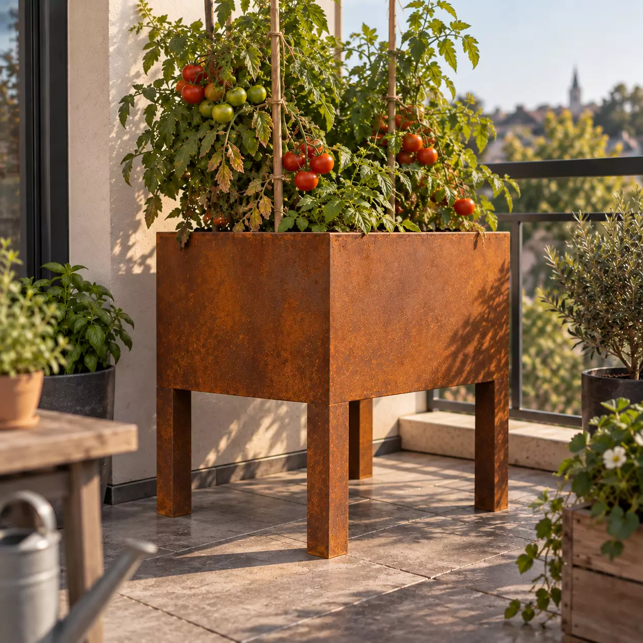 carré potager en acier corten – sur mesure
